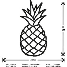 Ansac Metal Ananas  Metal Duvar Tablosu 28X60CM Siyah