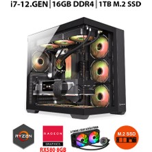 Zeiron Blade RX10 Intel Core I7-12700F 16GB Ram 1 Tb M.2 Nvme SSD 8gb 256BIT RX580 Sıvı Soğutmalı Oyuncu Masaüstü Bilgisayar
