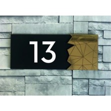 Yönline Dekoratif Gold Aynalı Kapı Numarası 13