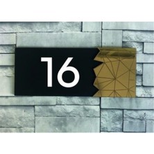 Yönline Dekoratif Gold Aynalı Kapı Numarası - 16