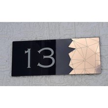 Yönline Dekoratif Aynalı Pleksi Kapı Numarası - Rose Gold