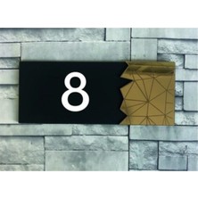 Yönline Dekoratif Gold Aynalı Kapı Numarası - 8