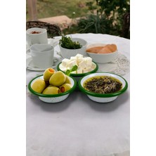 Inci Emaye 3 Parça 10 cm Emaye Konik Tabak Set , Kahvaltı Tabağı, Reçellik, Zeytin, Peynir Tabağı, Çeyiz, Hediye