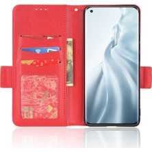 Mays Home1 Xiaomi Mi 11 Için Kılıf Yan Toka Manyetik Pu Deri Cüzdan Kart Yuvaları (Yurt Dışından)