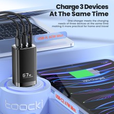 Toocki 67W Gan Dijital Ekran Yüksek Hızlı Şarj Adaptörü iPhone 15 14 13 12 11 Macbook Xioami Smasung Dizüstü Bilgisayar