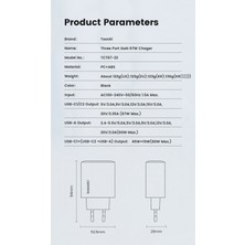 Toocki 67W Gan Dijital Ekran Yüksek Hızlı Şarj Adaptörü iPhone 15 14 13 12 11 Macbook Xioami Smasung Dizüstü Bilgisayar