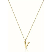 Azuris Silver 925K Gümüş Gurmet Zincir V Harfi Harfli Kolye