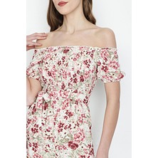 Select Moda Kadın Gipeli Çiçek Desenli Tulum