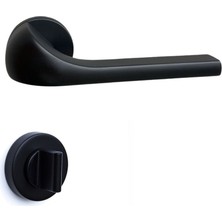 System Neta Rozetli Kapı Kolu Siyah Wc