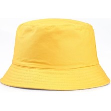 Salar Ticaret Unisex Sarı Düz Bucket Şapka Kova Şapka L