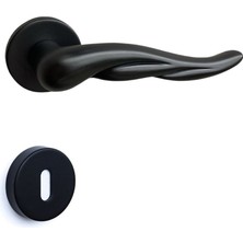 System Vala Rozetli Kapı Kolu Siyah Oda