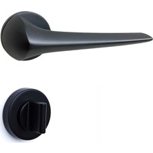 System Maja Rozetli Kapı Kolu Siyah Wc