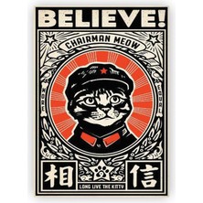 Zinbooz Believe! Chairman Meov Cat Kedi Ahşap Poster 20X29 cm