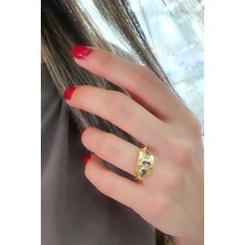 Ose Shop  Ametist Taşlı 925AYAR Gümüş Üzerine Altın Kaplama Tasarım Doğal Taş Yüzük