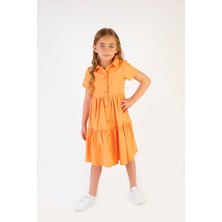 Tuffy Kids Kız Çocuk Basic Yazlık Poplin Gömlek Elbise 6-9 Yaş