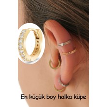 Garo Gold Tek Küpe (İlk Kulak Deliğine Olmaz) Yeşil Altın 14 Ayar Altın Kıkırdak Halka Küpe Huggie Küpe 6mm Iç Çap Mini Küpe