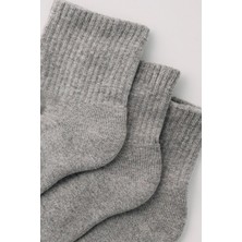 Bony Socks Erkek Gri Renkli Havlu Tabanlı 3'lü Soket Çorap