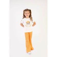 Tuffy Kids Kız Çocuk Esnek Kumaşlı Günlük Ispanyol Paça Yazlık Basic Ayıcık Baskılı Ikili Takım 2-5 Yaş