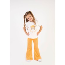 Tuffy Kids Kız Çocuk Esnek Kumaşlı Günlük Ispanyol Paça Yazlık Basic Ayıcık Baskılı Ikili Takım 2-5 Yaş