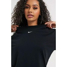 Nike Sportswear Essential Bol Kesim Pamuklu Siyah Kadın Elbise Tişört