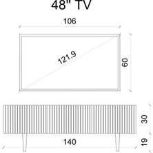 Enwood Capella Gri Mdf Country 3 Kapaklı Ahşap Ayaklı 140 cm Tv Ünitesi