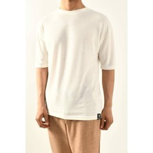 David&Gerenzo Ekru Soft Kumaş Rahat Kesim Basic T-Shirt