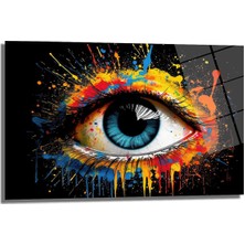 Glazella Renkli̇ Göz Art Dekorati̇f Cam Tablo, Ev Dekorasyon, Ofi̇s Dekorasyon