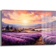 Glazella Dekorati̇f Lavanta Tarlası Yatay Cam Tablo