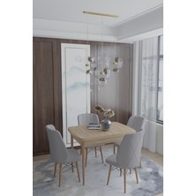 Deren Home Arya Serisi 70X110 Sabit Masa +4 Krem Sandalye Silinebilir Ithal Baby Face Kumaş