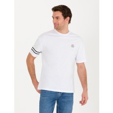 Cacharel Erkek Beyaz Bisiklet Yaka Oversize T-Shirt 50266514-VR013