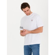 Cacharel Erkek Beyaz Bisiklet Yaka Oversize T-Shirt 50266514-VR013
