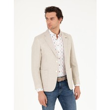 Cacharel Erkek Bej Slim Fit Keten Karışımlı Ceket 50264773-VR011