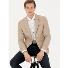 Cacharel Erkek Bej Slim Fit Yün Karışımlı Spor Ceket 50270156-VR011