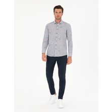 Cacharel Erkek Lacivert Slim Fit Beli Bağcıklı Kanvas Pantolon 50284664-VR033