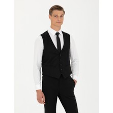 Cacharel Erkek Siyah Slim Fit Yün Karışımlı Klasik Yelek 50270155-VR046