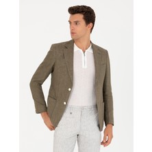 Cacharel Erkek Haki Slim Fit %100 Keten Ceket 50268891-VR027