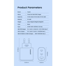 Toocki 40W Gan USB Şarj Tipi C Qc 4.0 Hızlı Şarj Çift Tip C Hızlı Telefon Şarj MacBook Pro/air iPhone 15/14/13/12/11 Samsung/xiaomi