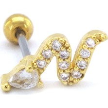 Ferizz Altın Kaplama Zirkon Taşlı Yılan Şekilli Piercing PRC-153