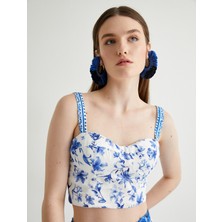 Koton Crop Atlet Çiçek Desenli Dar Kesim