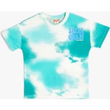 Koton Tişört Batik Desenli Kısa Kollu Bisiklet Yaka Pamuklu