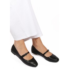 Renkli Butik Siyah Kemer Detaylı Kadın Babet