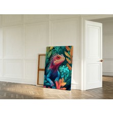 Pegziz Iguana Minimalist Modern Kanvas Tablo - Salon Oturma Odası Mutfak Ofis Için Duvar Dekoru