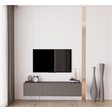 Enwood Capella Gri Mdf Country 3 Kapaklı Duvara Monte 140 cm Tv Ünitesi