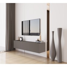 Enwood Capella Gri Mdf Country 3 Kapaklı Duvara Monte 140 cm Tv Ünitesi