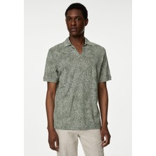 Marks & Spencer Kısa Kollu Saf Keten Polo Yaka T-Shirt