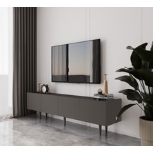 Enwood Capella Gri Mdf Country 4 Kapaklı Ahşap Ayaklı 160 cm Tv Ünitesi