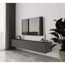 Enwood Capella Gri Mdf Country 4 Kapaklı Duvara Monte 180 cm Tv Ünitesi