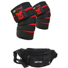 Dex Supports Lasting Energy Fitness Spor Dizlik Knee Wraps + Omuz Bel Çantası 2'li Set