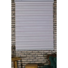 Sampersan Krem Pembe Koyu Pembe Geçişli Simli Premium Zebra Perde