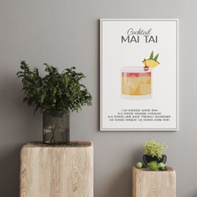 Pegziz Mai Tai Kokteyl Minimalist Kanvas Tablo - Cafe Dekor - Salon ve Mutfak Için Duvar Dekoru